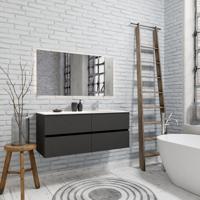 Zaro Valencia Solid Surface badmeubel 120cm mat antraciet 1 kraangat spoelbak rechts 4 lades - thumbnail