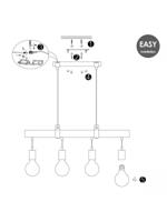 Home sweet home hanglamp Denton 4L - hout / roest - thumbnail