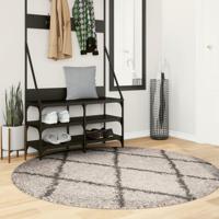 VidaXL Vloerkleed pamplona shaggy hoogpolig ø 160 cm beige antraciet - thumbnail