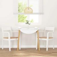 Eetkamerstoelen 2 st massief hout rubber wit - thumbnail