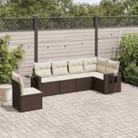 6-delige Loungeset met kussens poly rattan bruin - thumbnail