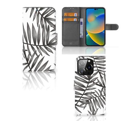 iPhone 14 Pro Hoesje Leaves Grey iPhone 14 Pro Hoesje Leaves Grey