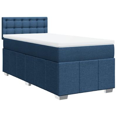 Boxspring met matras stof blauw 90x200 cm