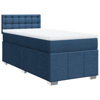 Boxspring met matras stof blauw 90x200 cm - thumbnail