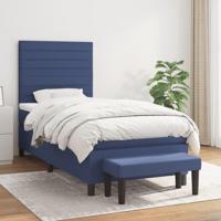 Boxspring met matras stof blauw 80x200 cm - thumbnail
