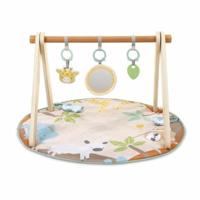 INGENUITY WonderWood Opvouwbare Baby Speelmat, Rond met Houten Speelboog, Spiegel en Babyspeelgoed - thumbnail
