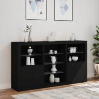 Dressoir met LED-verlichting 181,5x37x100 cm zwart - thumbnail