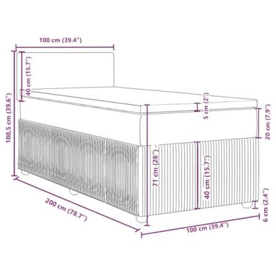 Boxspring met matras stof blauw 100x200 cm - thumbnail