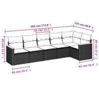 6-delige Loungeset met kussens poly rattan grijs - thumbnail
