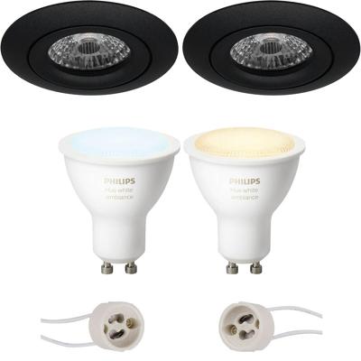 Philips Hue Kantelbare LED Inbouwspot Rond Ø82mm - Mat Zwart - Bluetooth