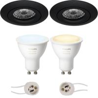 Philips Hue Kantelbare LED Inbouwspot Rond Ø82mm - Mat Zwart - Bluetooth - thumbnail