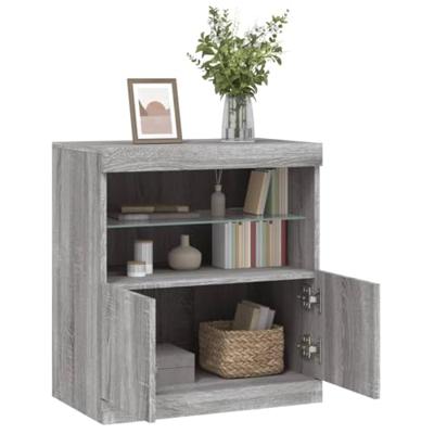 Dressoir met LED-verlichting 60x37x67 cm grijs sonoma eiken