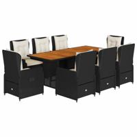 9-delige Tuinset poly rattan zwart - thumbnail