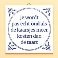 Tegeltje Je wordt pas echt oud als de kaarsjes meer kosten dan de taart - thumbnail