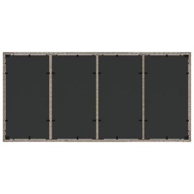 Tuintafel met glazen blad 190x90x75 cm poly rattan lichtgrijs - thumbnail