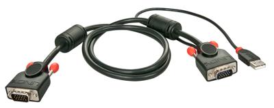 LINDY 33771 KVM aansluitkabel [1x VGA-stekker 1x VGA, USB 2.0-stekker A] 2.00m zwart