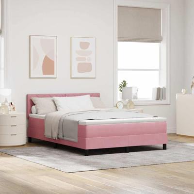 Boxspringbed met matras en LED fluweel roze 160x200 cm