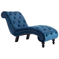 vidaXL Chaise longue fluweel blauw - thumbnail