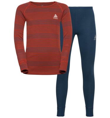 Odlo Long Active Warm Eco Set Thermoset Blue Wing Teal - Ketchup 128
