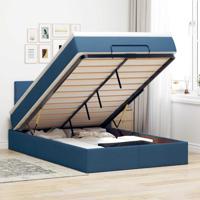 Ottoman bed met matras 120x190 cm stof blauw - thumbnail