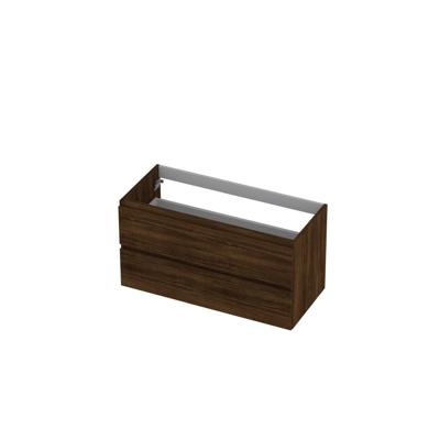 INK - Onderkast 2 Laden Greeploos met Houten Keerlijst - 1000x450x520 Mm - Koper Eiken