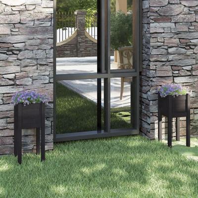 Plantenbakken 2 st 31x31x70 cm massief grenenhout zwart Plantenbakken 2 st 31x31x70 cm massief grenenhout zwart