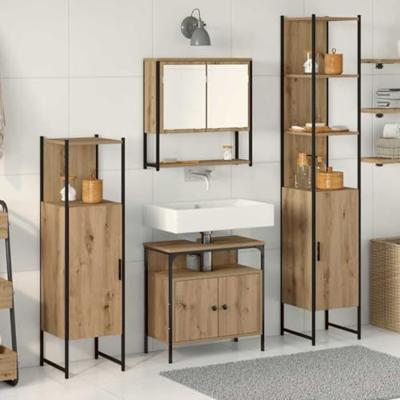 Badkamermeubelset 4 pcs artisanaal eikenkleurig Bewerkt hout