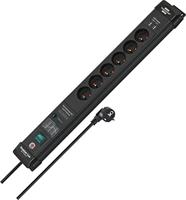 Brennenstuhl 1951164603 Stekkerdoos 6 Sockets | Premium Line | 2x USB-A | Aan/uit Schakelaar | Overspanningsbeveiliging | Type E - BE | Zwart | 3 meter - thumbnail