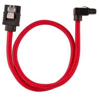 Corsair Premium SATA3-kabel, schuin/recht (6 Gbps, 30 cm, 90 graden), met ommanteling, rood