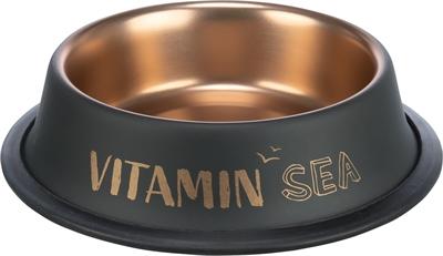 Trixie be nordic voer / waterbak rvs / rubber zwart / brons