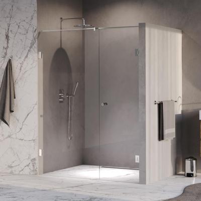 Brauer Void - Carving Nisdeur - 2-Delig - Helder Glas - 150 x 200 cm - Omkeerbaar - met Draaideur 70 cm - Aan Muur - incl. Glascoating - Chroom