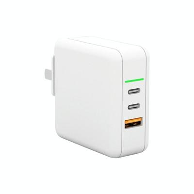 65W USB-poorten x 1 + Type-C Port x 2 GaN Portable Mini Fast Charger Travel Charger met UK & US & EU Plug Set (Wit)