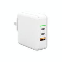65W USB-poorten x 1 + Type-C Port x 2 GaN Portable Mini Fast Charger Travel Charger met UK & US & EU Plug Set (Wit) - thumbnail