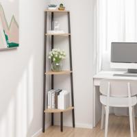 Hoekkastje met 4 schappen 45,5x31,5x150 cm lichtbruin en zwart - thumbnail