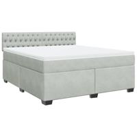 Boxspring met matras fluweel lichtgrijs 180x200 cm - thumbnail