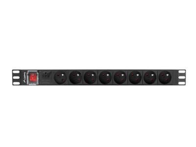Lanberg PDU-08E-0200-BK energiedistributie 8 AC-uitgang(en) 1U Zwart - thumbnail