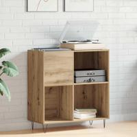 Platenkast artisanaal eikenkleurig 85 x 38 x 89 cm Bewerkt hout - thumbnail