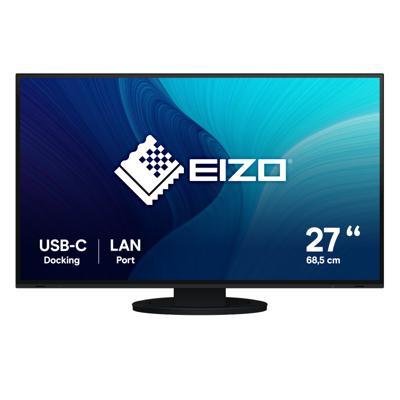 EIZO FlexScan EV2795-BK Monitor, 68,5 cm (27 inch), HDMI, USB 3.1 Hub, USB 3.1 Type C, RJ-45 LAN, DisplayPort, 5 ms reactietijd, resolutie 2560 x 1440, zwart