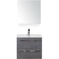 Seville Badmeubelset 60 cm - Beton Antraciet - Keramische Wastafel Wit Enjoy met Spiegelkast - thumbnail