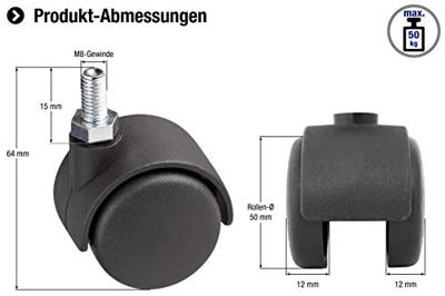 Metafranc Dubbel Wiel 50Mm M8 W - WU0800150 Metafranc Dubbel Wiel 50Mm M8 W - WU0800150
