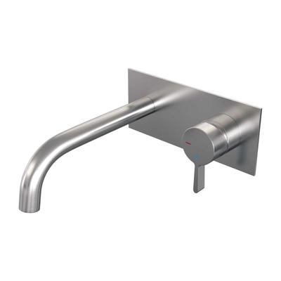 Brauer Brushed Edition Inbouw Wastafelmengkraan met Gebogen Uitloop en Afdekplaat Model E1 RVS Geborsteld PVD