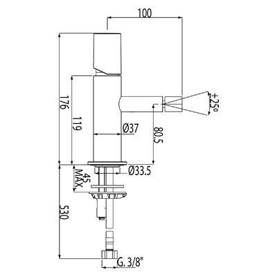 Bidetkraan Tres Study | Opbouw | Mengkraan | 1-knop | Rond | Chroom