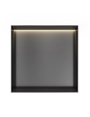 Hotbath &MORE Inbouwnis 30x30x10cm frameless + LED Geborsteld Gunmetal PVD Hotbath &MORE Inbouwnis 30x30x10cm frameless + LED Geborsteld Gunmetal PVD