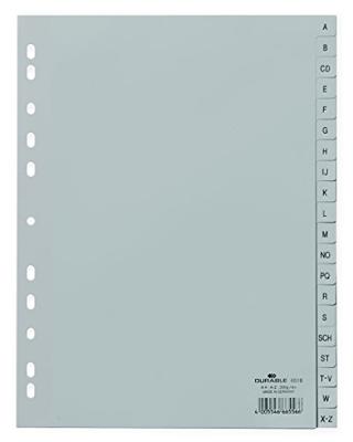 Durable 6510 Register DIN A4 A-Z Polypropyleen Grijs 20 tabbladen Bedrukte tabs 651010