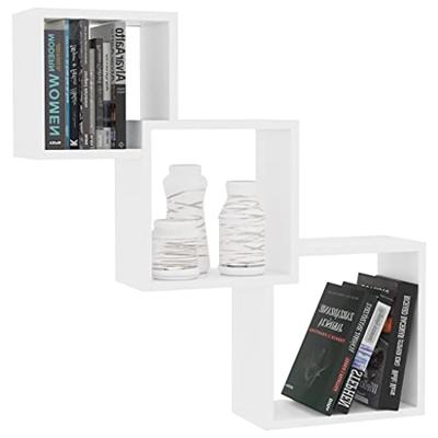 Wandschappen kubus 68x15x68 cm bewerkt hout wit Wandschappen kubus 68x15x68 cm bewerkt hout wit
