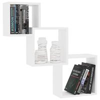 Wandschappen kubus 68x15x68 cm bewerkt hout wit - thumbnail