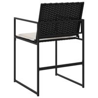 Tuinstoelen 4 st met kussens poly rattan zwart - thumbnail