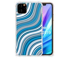 Apple iPhone 11 Pro Max Doorzichtige Silicone Hoesje Waves Blue - thumbnail