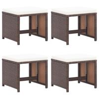 Tuinkrukken 4 st met kussens poly rattan bruin - thumbnail