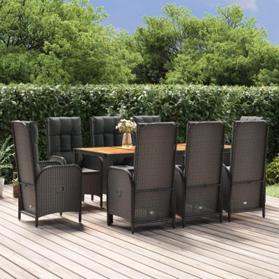 9-delige Tuinset poly rattan zwart